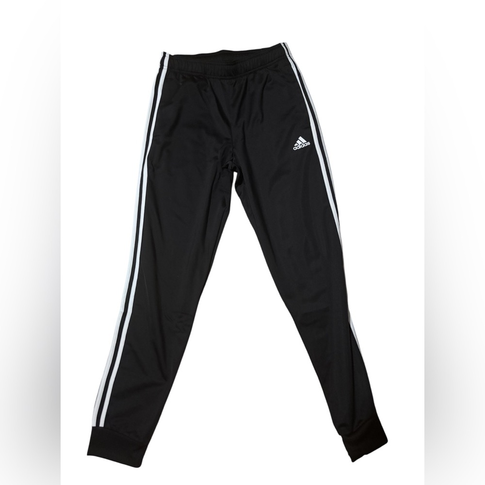Adidas Black 3 Stripe Joggers Men’s Small Athletic Track Pants Elastic Waist